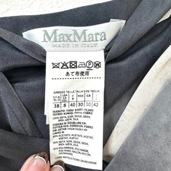 Max Mara Italy Black & White Abstract Print Tie-Waist Midi Skirt Size 8 Silk - Picture 4 of 8